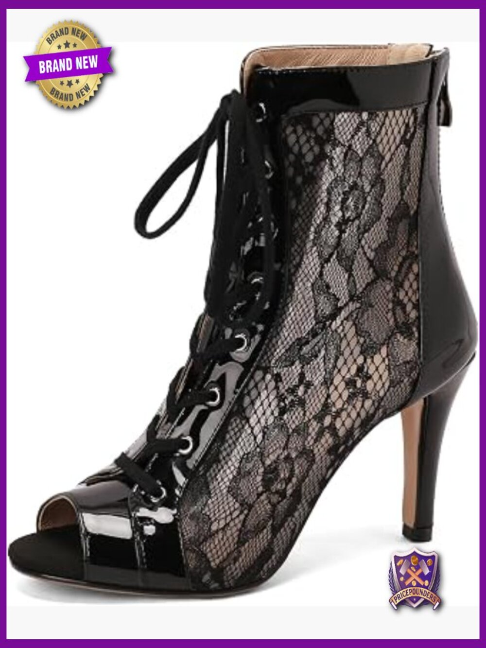 Open Toe Dance Ankle Boots Mesh Lace Up Latin Salsa Dress Shoes